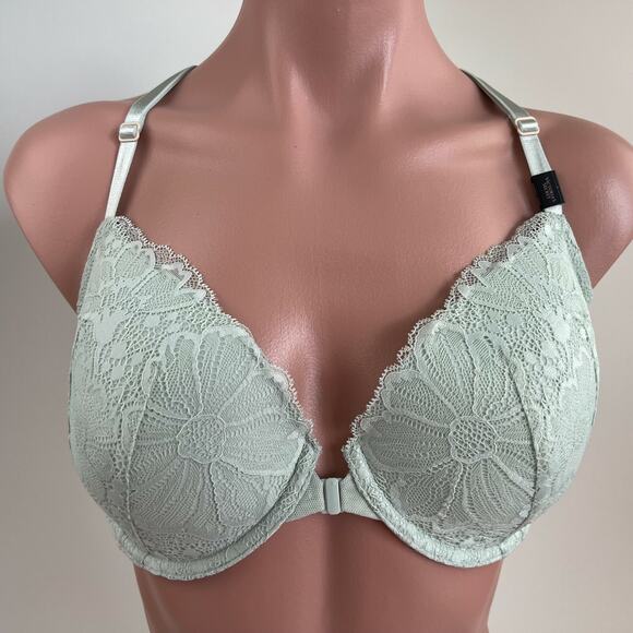 Victoria's Secret Racerback Front Closure Lined Padded Green Demi Bra  Size 32DD - Picture 1 of 10